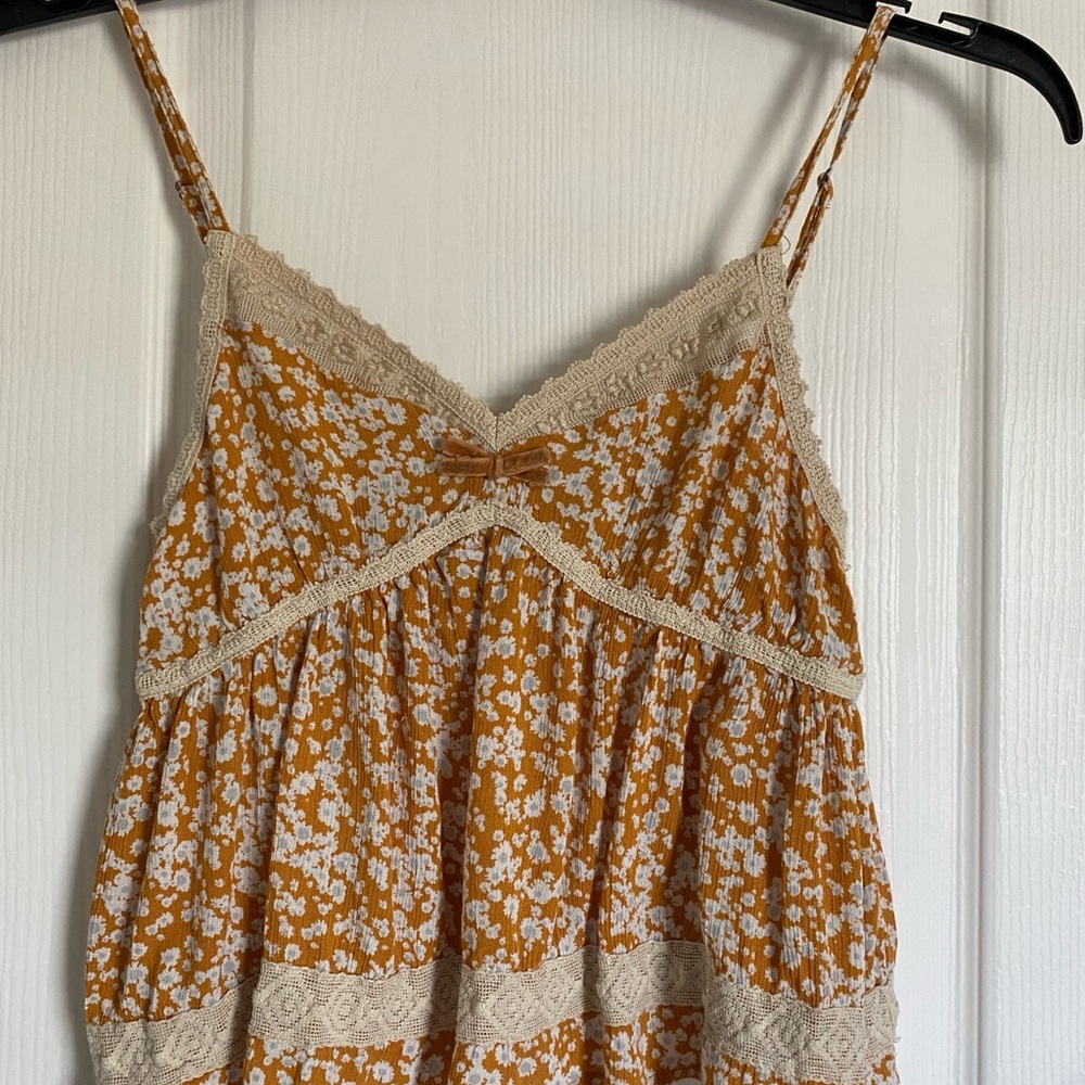 Aeropostale Y2K vintage babydoll boho cami cute bow lace ditsy print romantic